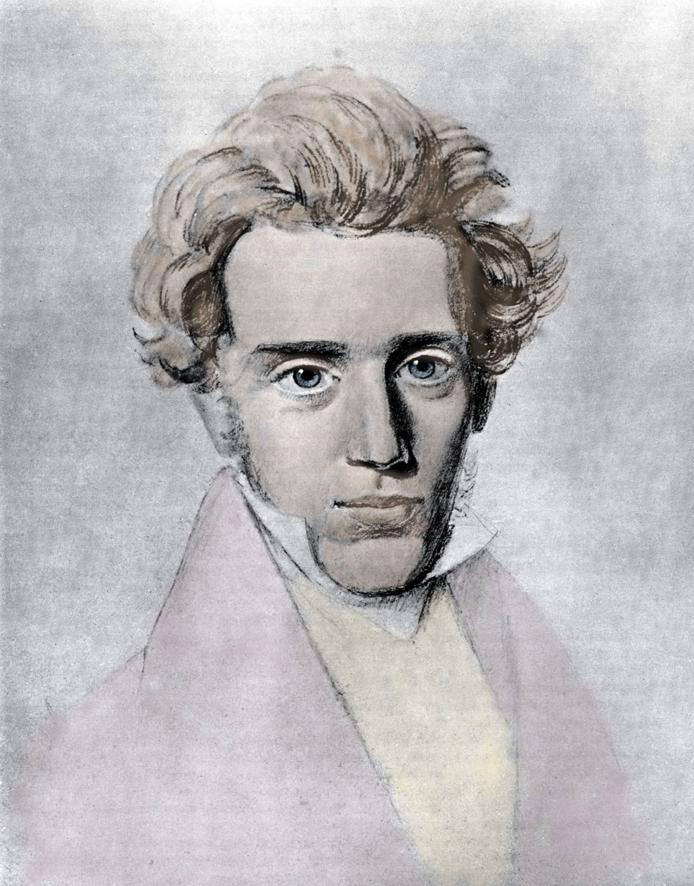 Soren Aabye Kierkegaard, ok. 1840 r. autorstwa Danish School