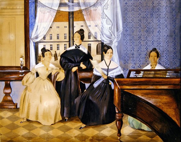 Recital fortepianowy, ok. 1830 (akwarela z gwaszem na papierze) autorstwa Danish School