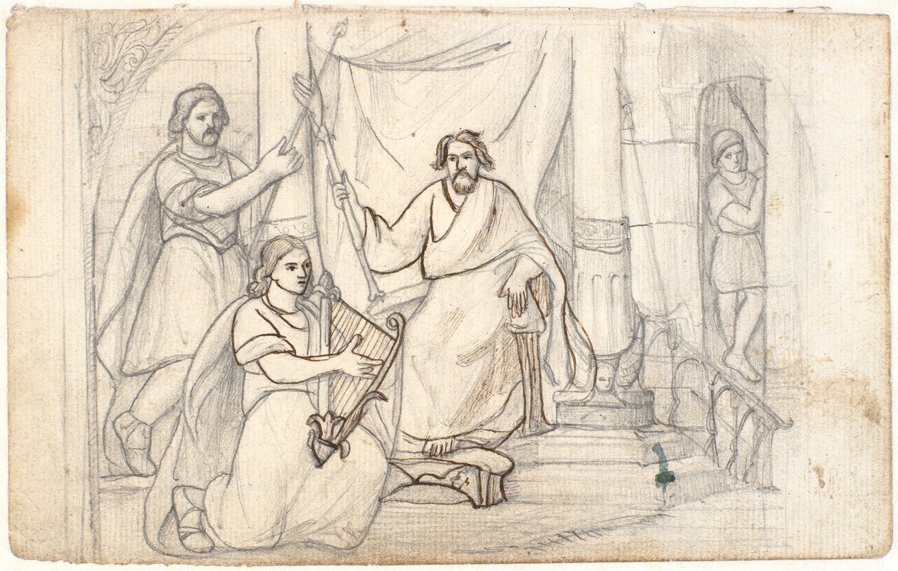 Dawid gra na harfie dla Saula autorstwa Dankvart Dreyer