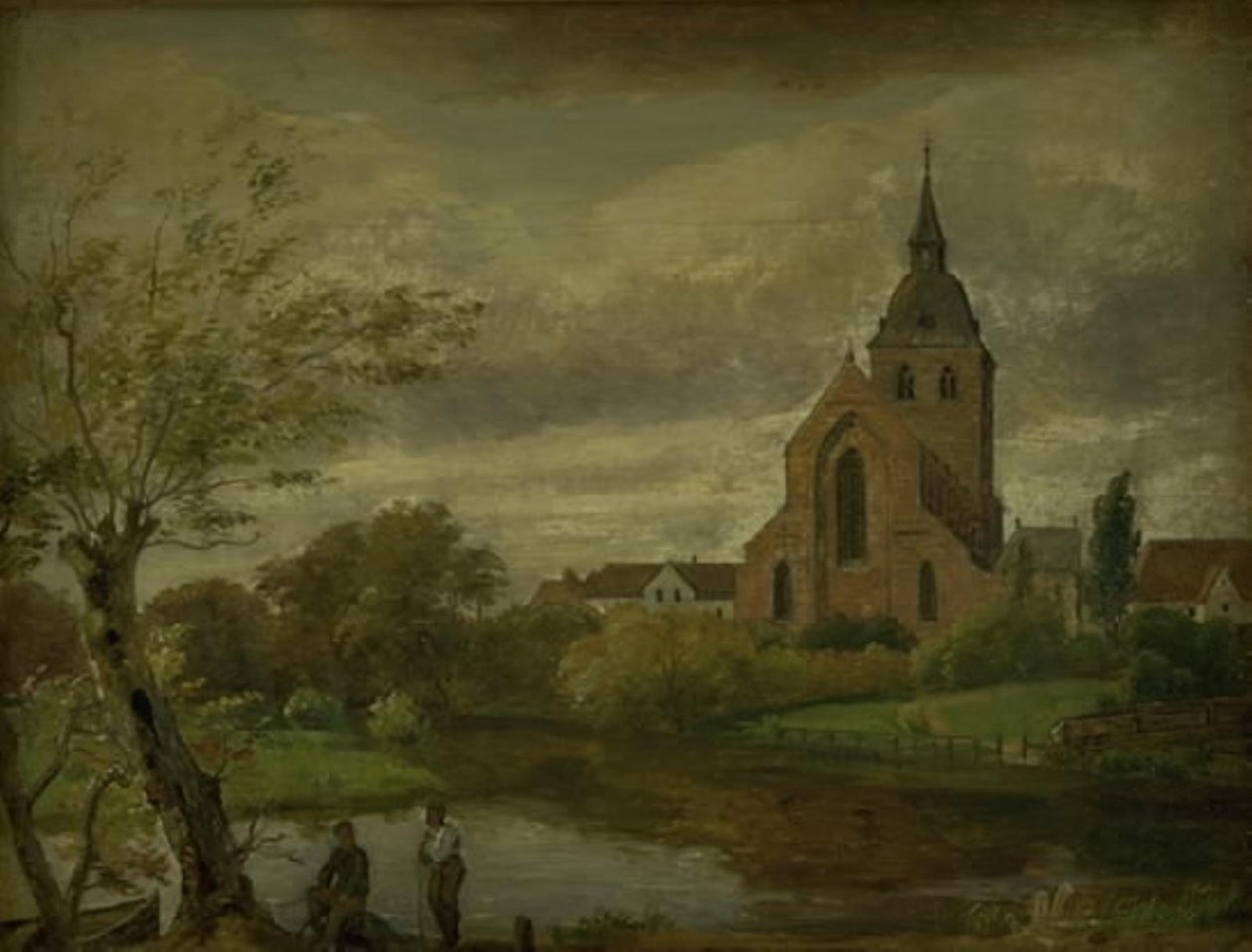 Kościół św. Knuda nad rzeką w Odense. Jesień autorstwa Dankvart Dreyer