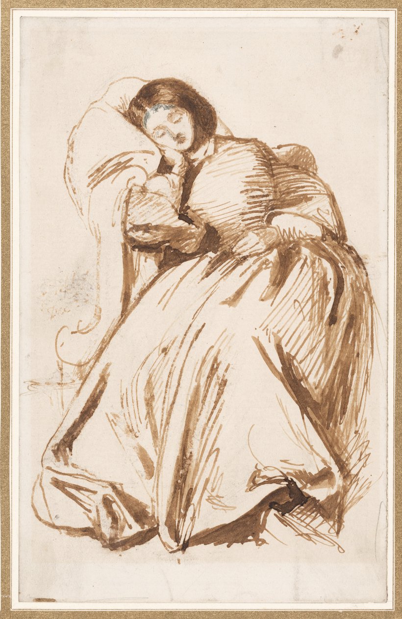 Elizabeth Siddal na krześle autorstwa Dante Gabriel Charles Rossetti
