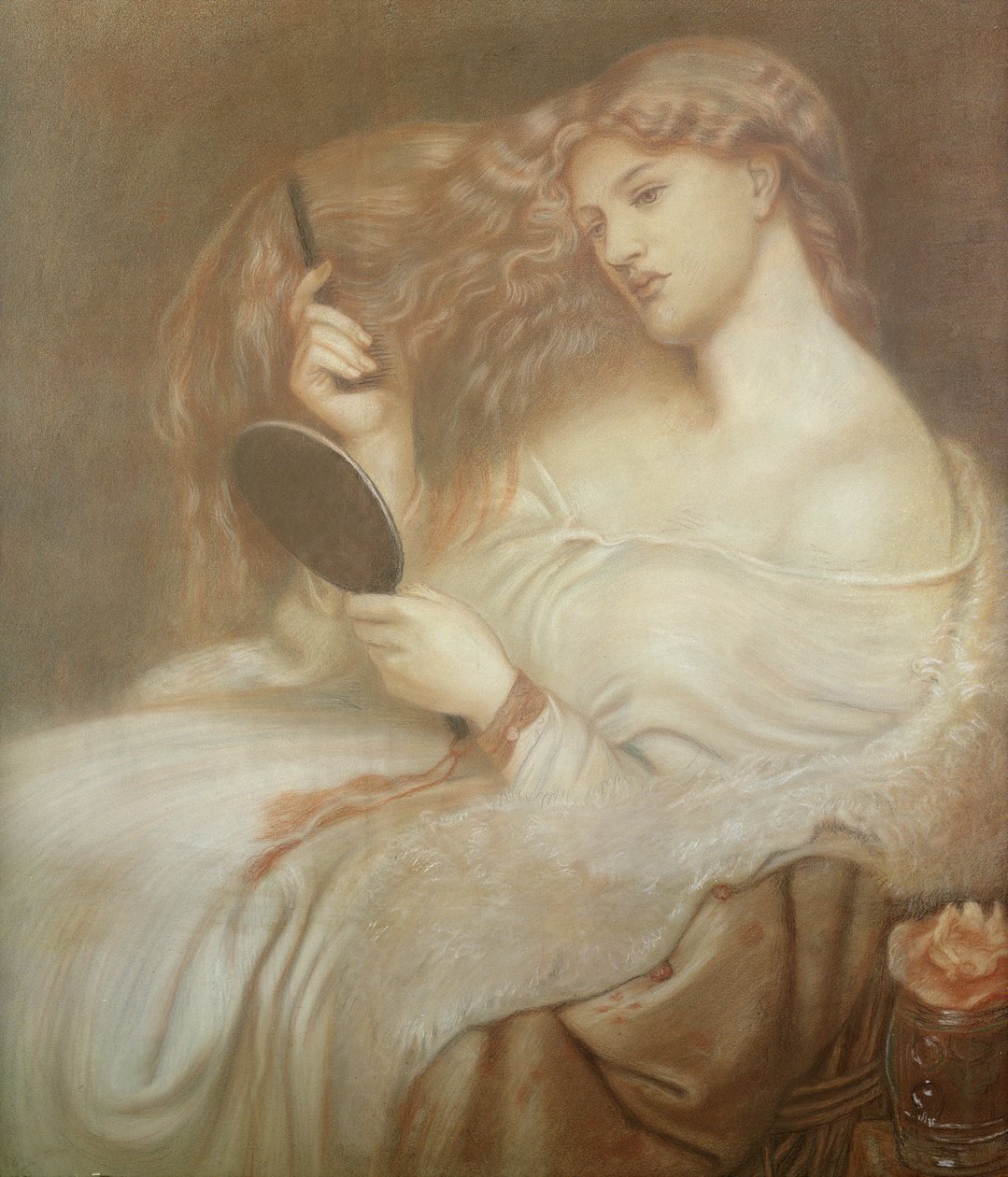 Lady Lilith, ok. 1867-68 (czerwona i czarna kreda na papierze) autorstwa Dante Gabriel Charles Rossetti
