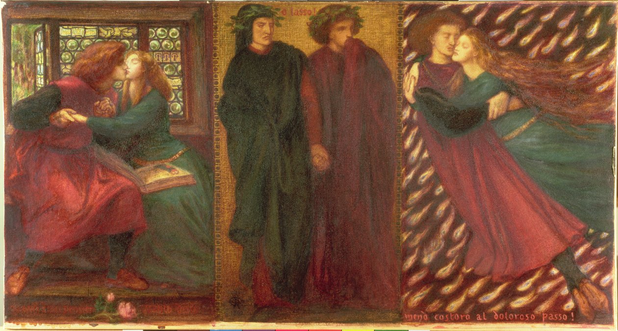 Paolo i Francesca, 1862 (media mieszane) autorstwa Dante Gabriel Charles Rossetti