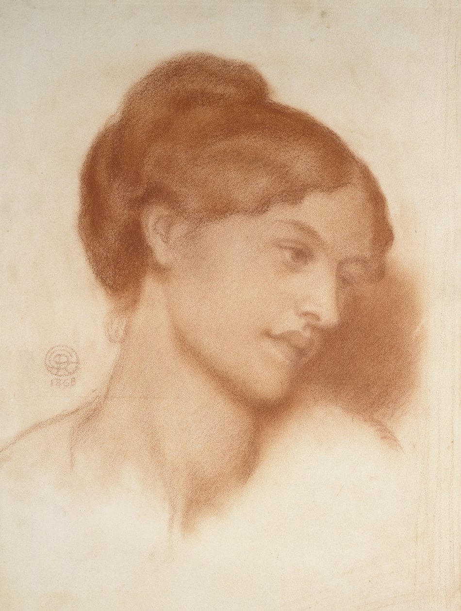 Portret pani Murray Marks, 1868 (czerwona kreda na papierze w kolorze złamanej bieli) autorstwa Dante Gabriel Charles Rossetti