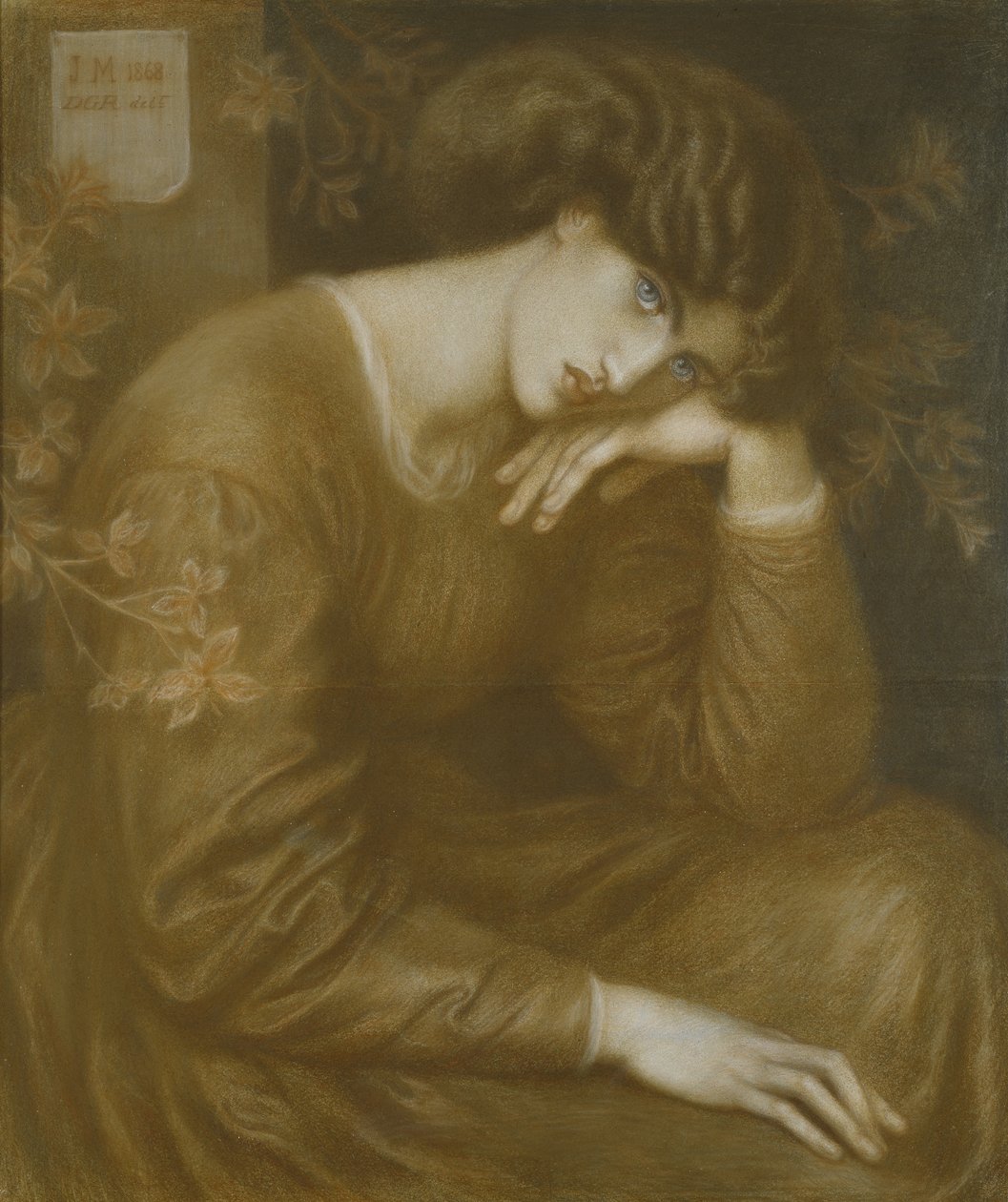 Zaduma, 1868 (kolorowa kreda na papierze) autorstwa Dante Gabriel Charles Rossetti