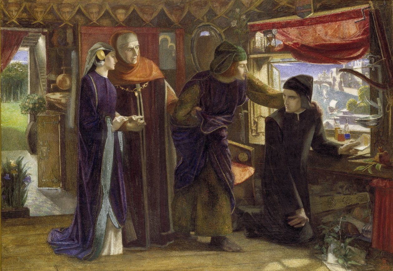 Pierwsza rocznica śmierci Beatrice, 1853-54 autorstwa Dante Gabriel Charles Rossetti