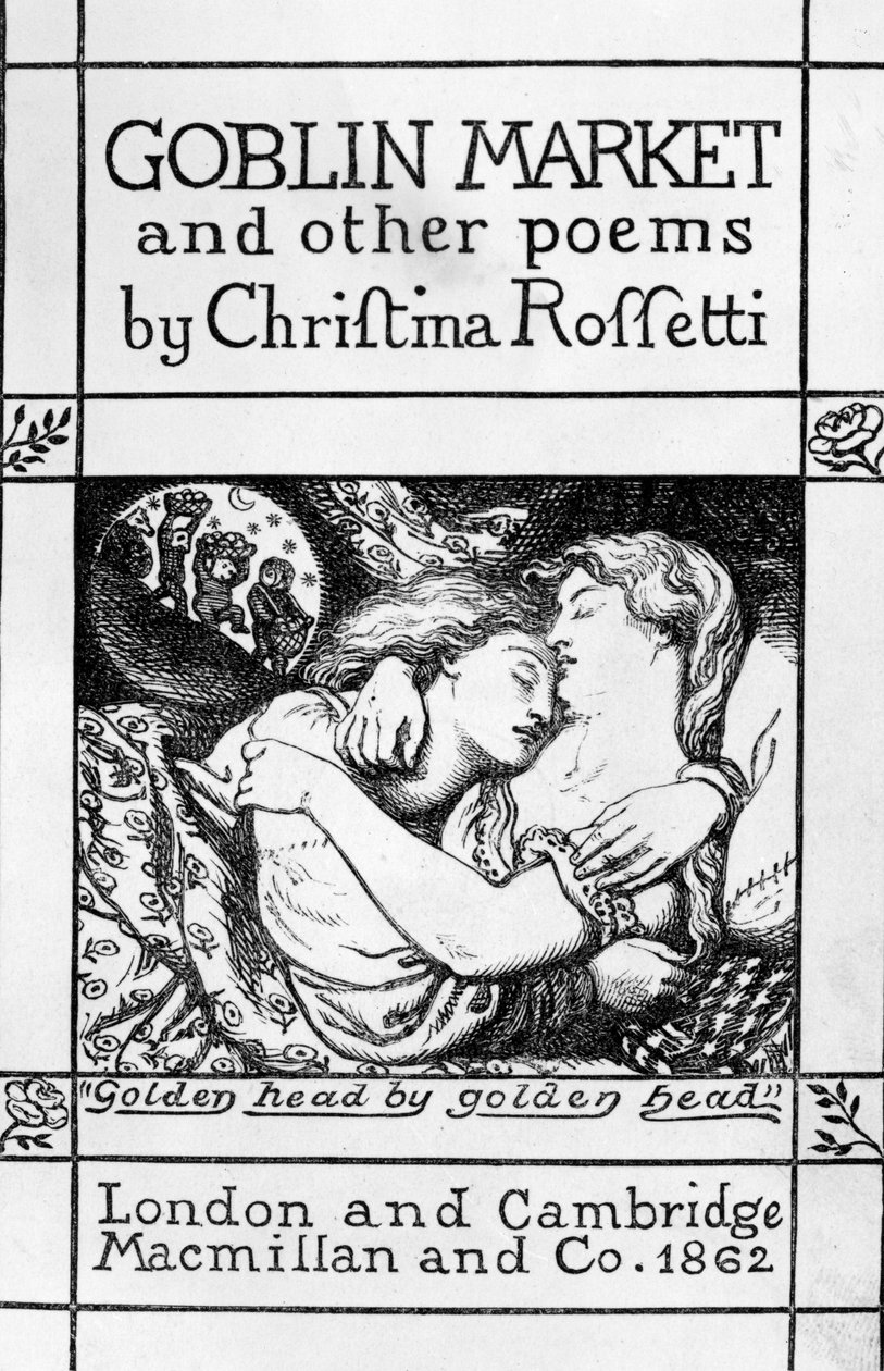 Strona tytułowa „Goblin Market and Other Poems” Christiny Rossetti, opublikowanej w 1862 r. autorstwa Dante Gabriel Charles Rossetti