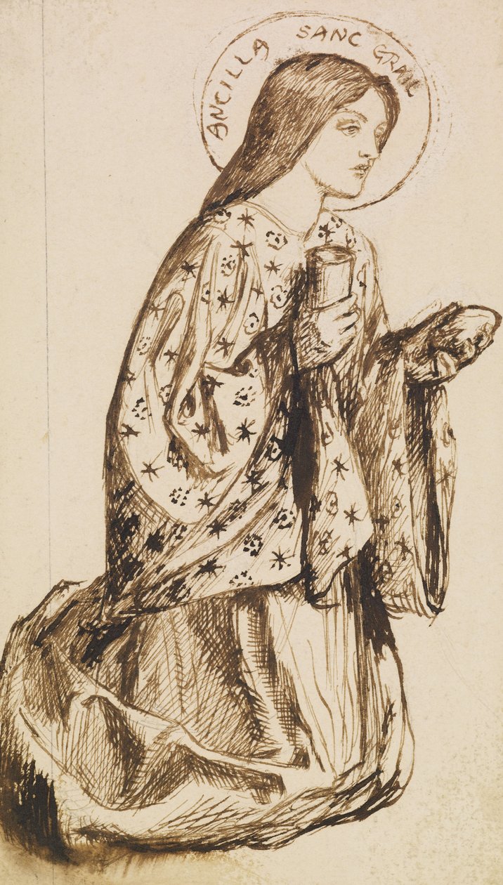 Launcelot w Sanktuarium Świętego Graala autorstwa Dante Gabriel Charles Rossetti