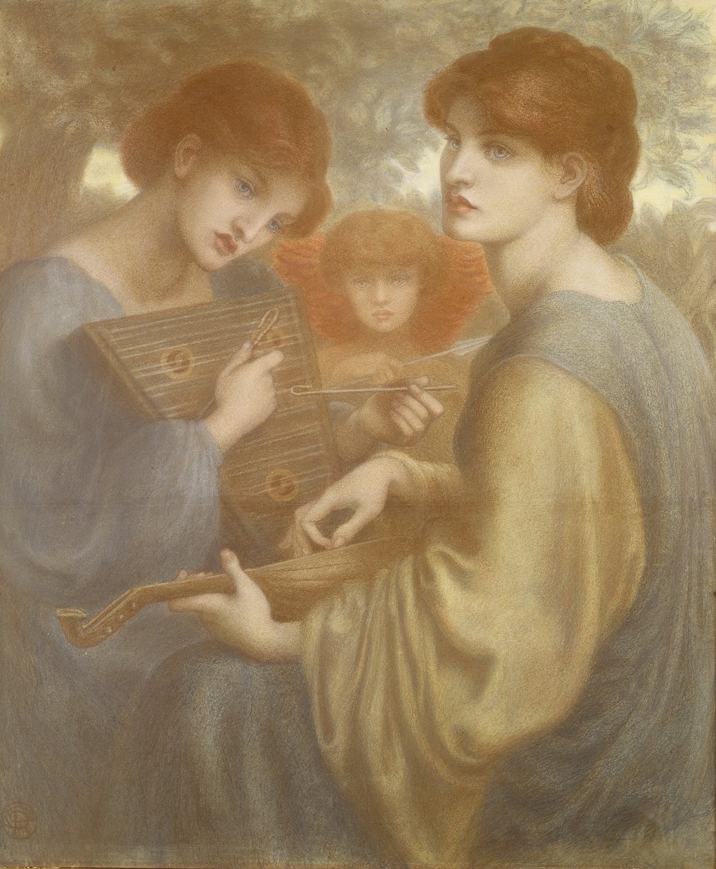 Nr 1011 Studium „The Bower Meadow”, ok. 1872 (kolorowe kredy na papierze) (zob. także 62974) autorstwa Dante Gabriel Charles Rossetti