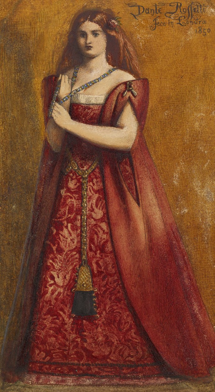 Rosso Vestita (ubrana na czerwono) autorstwa Dante Gabriel Charles Rossetti
