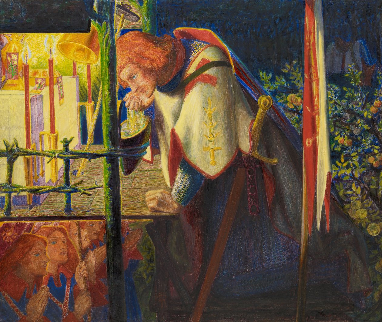 Sir Galahad w zrujnowanej kaplicy autorstwa Dante Gabriel Charles Rossetti