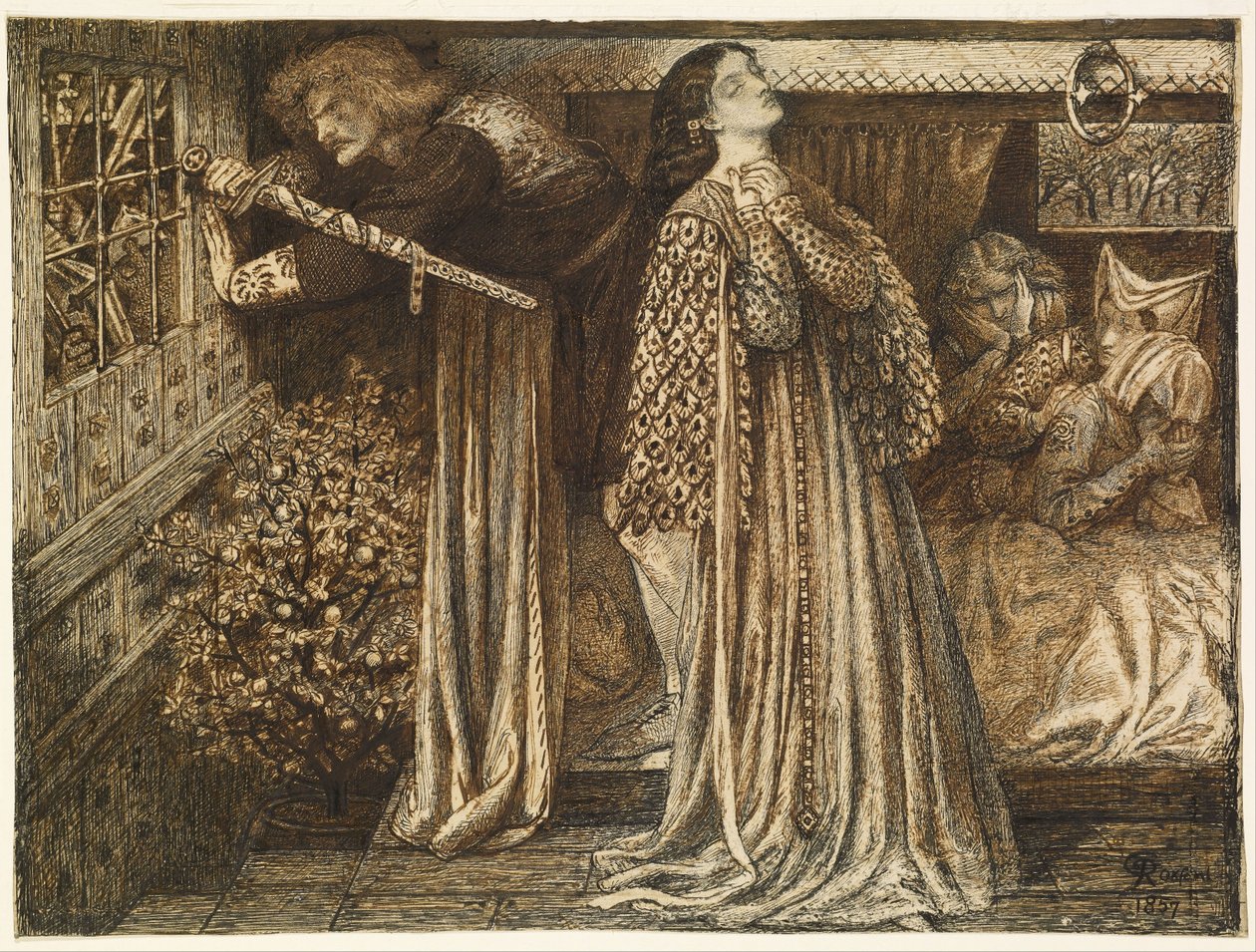 Sir Launcelot w Komnacie Królowej autorstwa Dante Gabriel Charles Rossetti