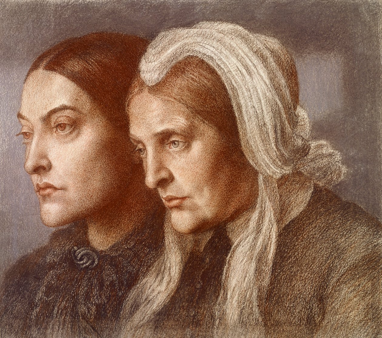 Christina Georgina Rossetti i Frances Mary Lavinia Rossetti autorstwa Dante Gabriel Charles Rossetti