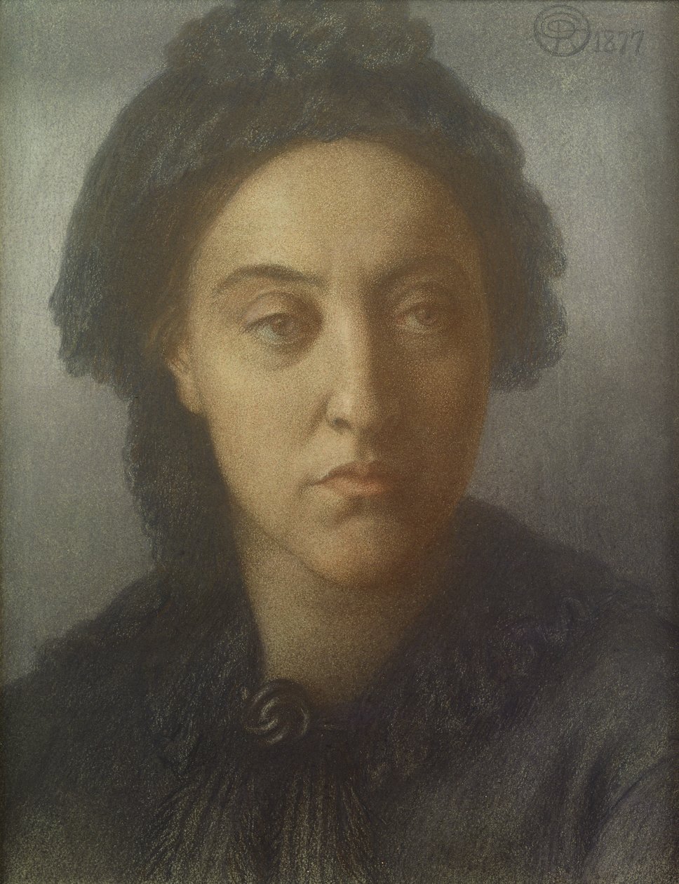 Christina Rossetti, 1877 (kolorowe kredy na papierze) autorstwa Dante Gabriel Charles Rossetti