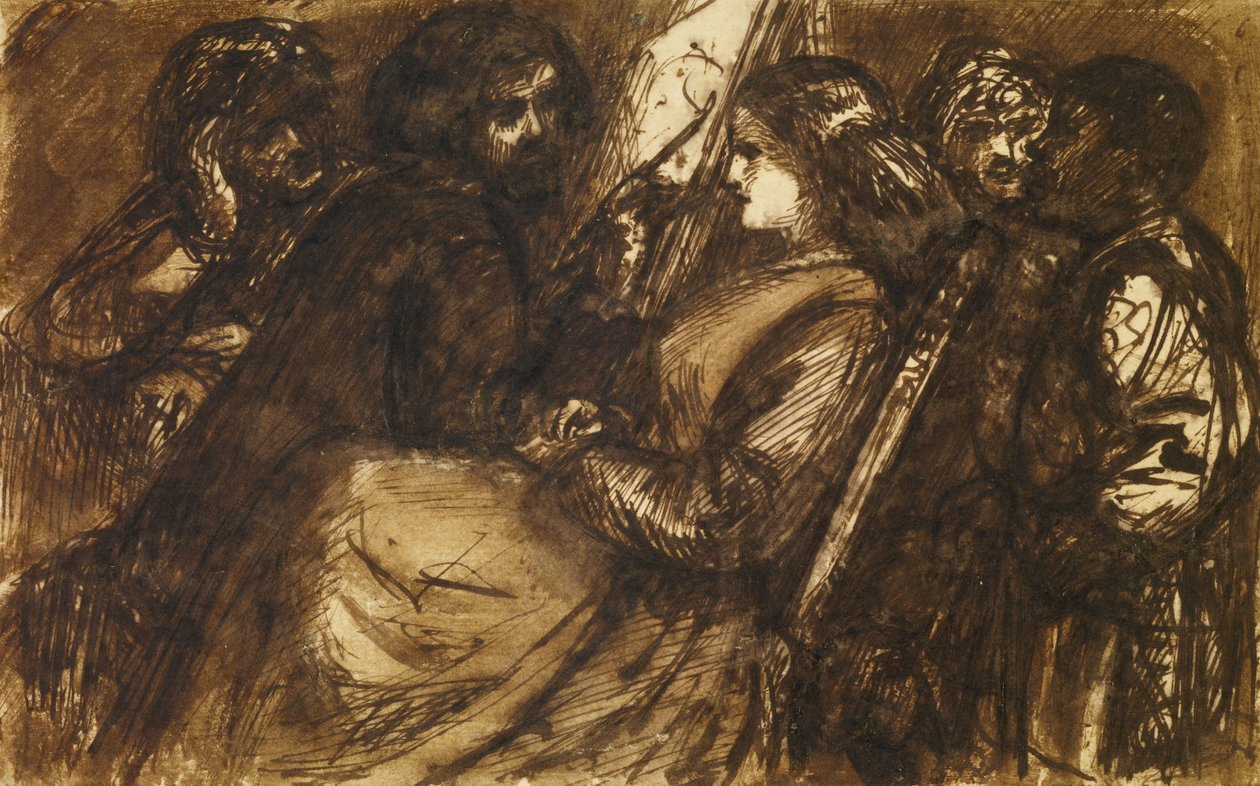 Malarstwo Giorgione, ok. 1853 r. (atrament pióro i brązowy oraz tusz na papierze) autorstwa Dante Gabriel Charles Rossetti