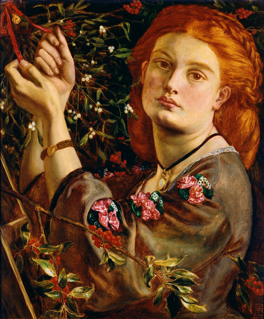 Zawieszenie jemioły, 1860 (panel) autorstwa Dante Gabriel Charles Rossetti