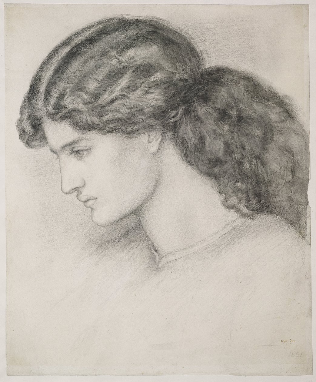 Głowa kobiety, 1861 autorstwa Dante Gabriel Charles Rossetti