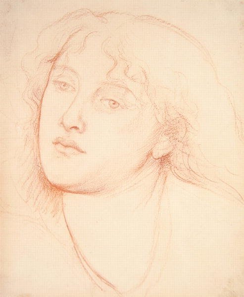 Głowa kobiety (czerwona kreda na papierze) autorstwa Dante Gabriel Charles Rossetti