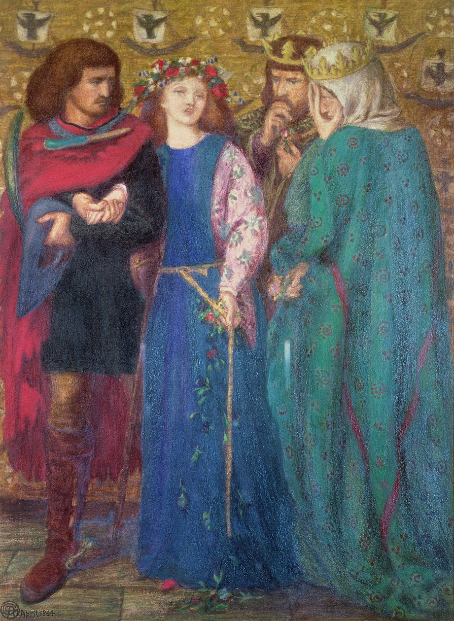 Horatio odkrywa szaleństwo Ofelii autorstwa Dante Gabriel Charles Rossetti