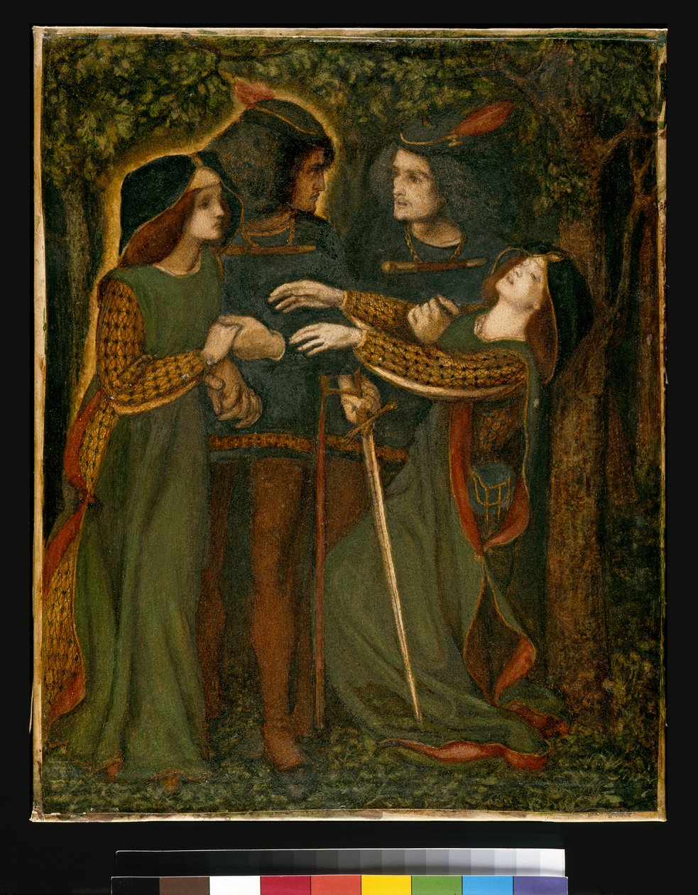 Jak się poznali, ok. 185060 (gwasz) (patrz także 63160) autorstwa Dante Gabriel Charles Rossetti