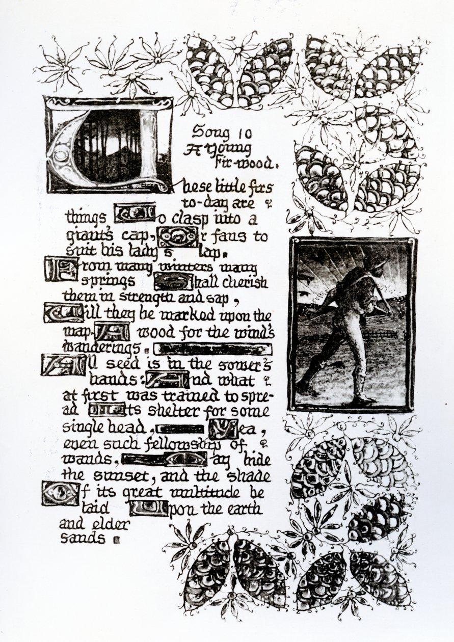 Iluminowany tekst z sekwencji sonetów „Dom życia” Rossettiego, ok. 1880 r. autorstwa Dante Gabriel Charles Rossetti
