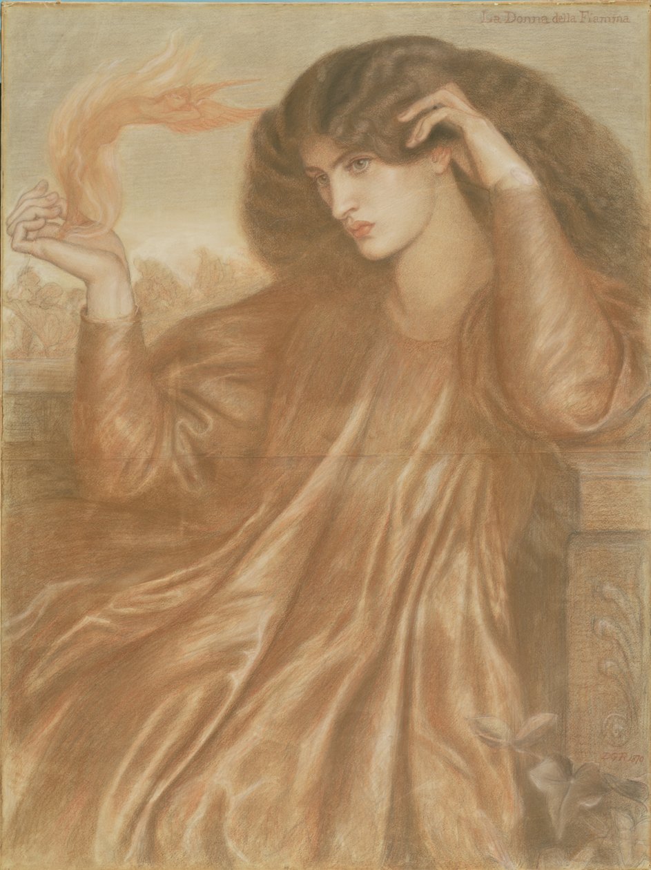Kobieta Płomienia autorstwa Dante Gabriel Charles Rossetti