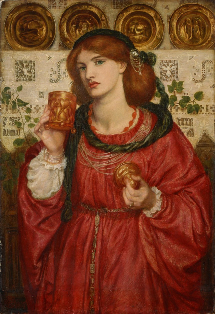 Kielich miłości - Obraz Dante Gabriel Rossetti (1828-1882), olej na drewnie autorstwa Dante Gabriel Charles Rossetti