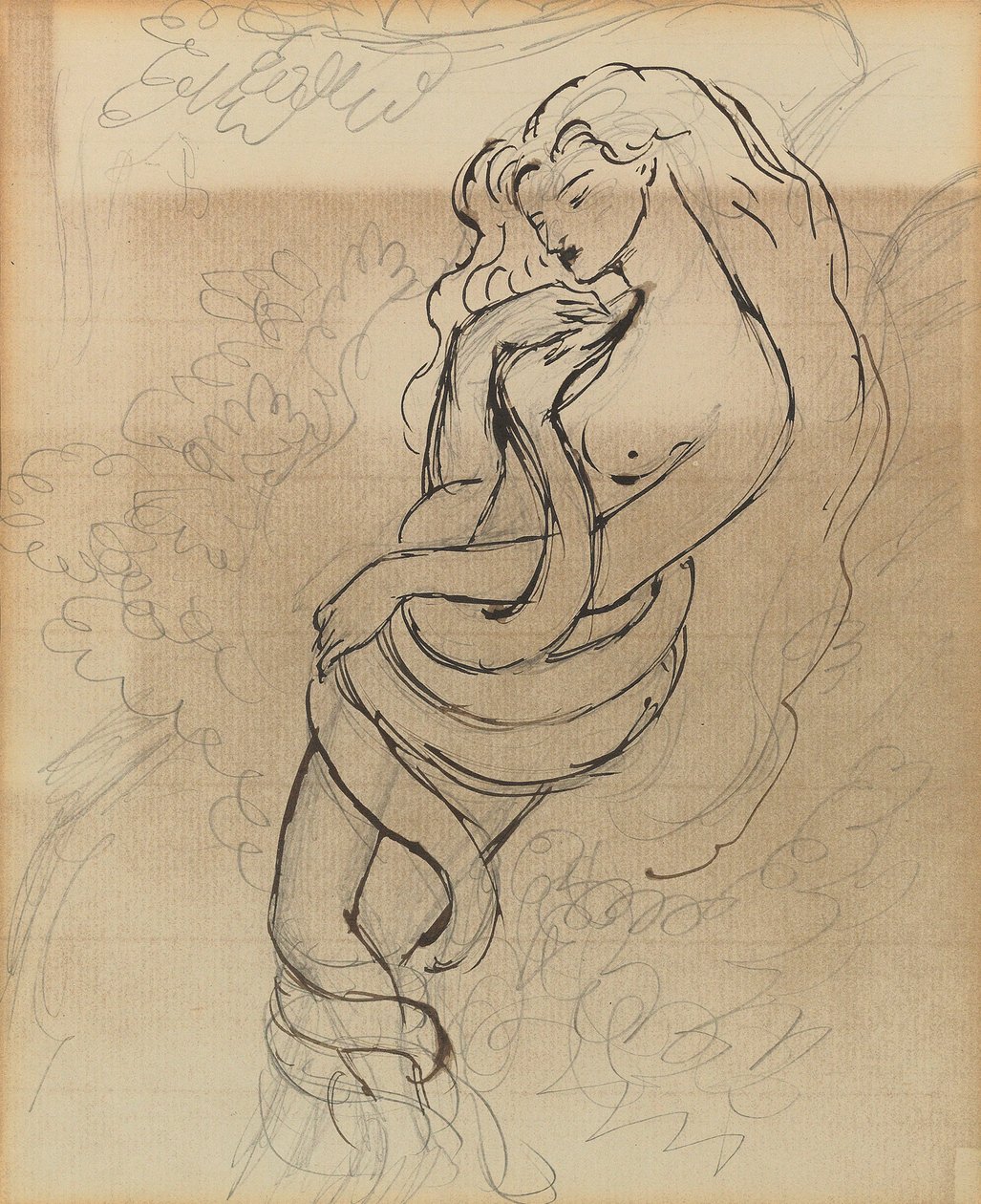 Lady Lilith, ok. 1869 (ołówek, długopis i brązowy tusz na papierze) autorstwa Dante Gabriel Charles Rossetti