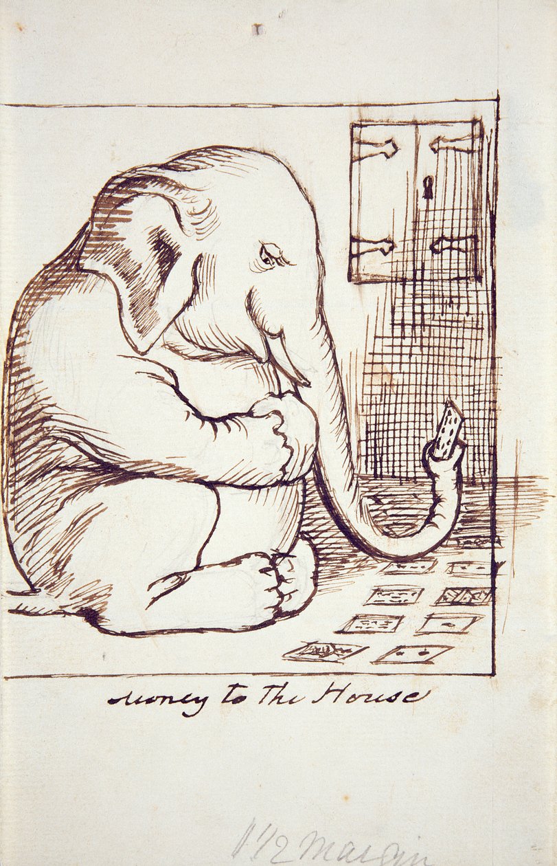 Pieniądze do domu, c.1873 (pióro i atrament na papierze) autorstwa Dante Gabriel Charles Rossetti