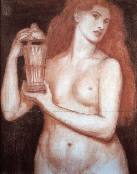 Pandora (kreda na papierze) autorstwa Dante Gabriel Charles Rossetti
