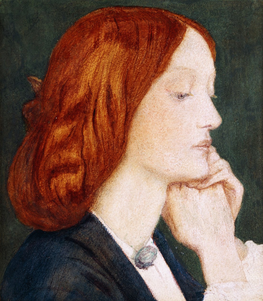 Portret Elizabeth Siddal, z profilu po prawej, autorstwa Dante Gabriel Charles Rossetti