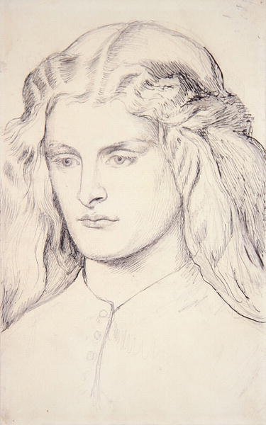 Studium portretowe Annie Miller, ok. 1860-63 (pióro, tusz i grafit na papierze) autorstwa Dante Gabriel Charles Rossetti