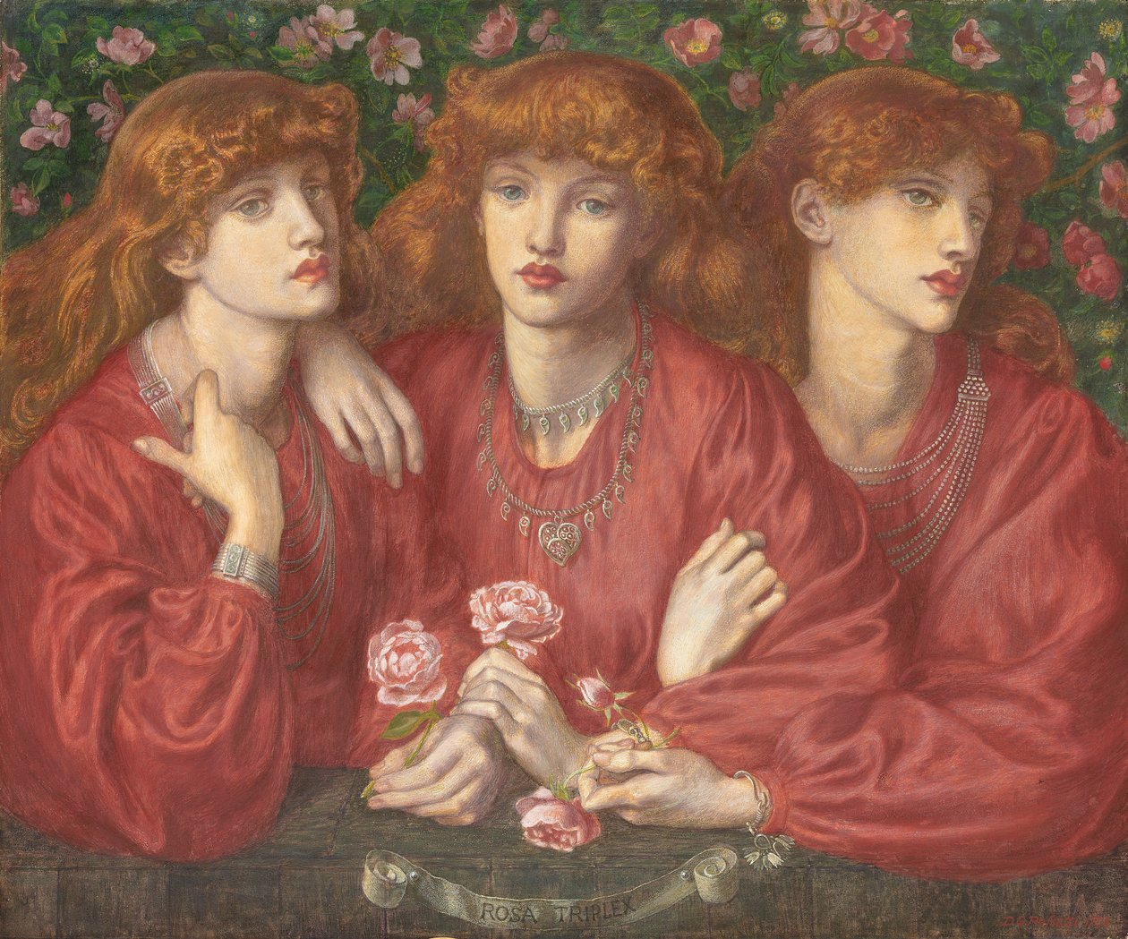 Rosa Triplex: Potrójny portret May Morris, 1874 autorstwa Dante Gabriel Charles Rossetti