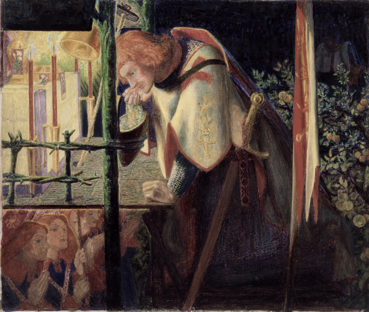 Sir Galahad w Zrujnowanej Kaplicy, 1859 autorstwa Dante Gabriel Charles Rossetti