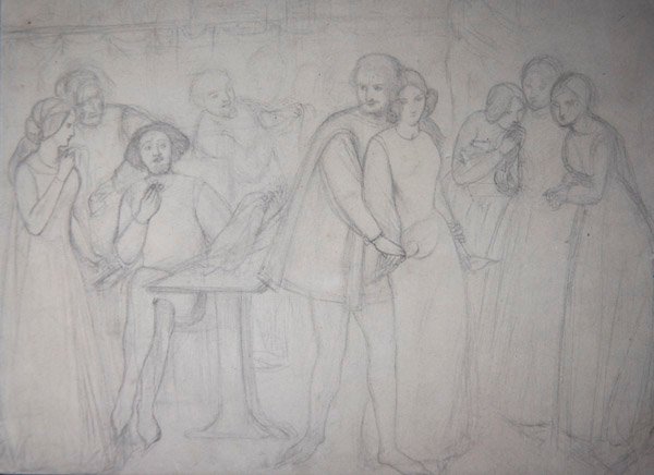 Studium dla Benedicka i Beatrice autorstwa Dante Gabriel Charles Rossetti