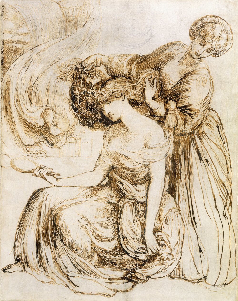 Studium do Pieśni śmierci Desdemony: Otello, akt IV, Sc. III, autorstwa Dante Gabriel Charles Rossetti