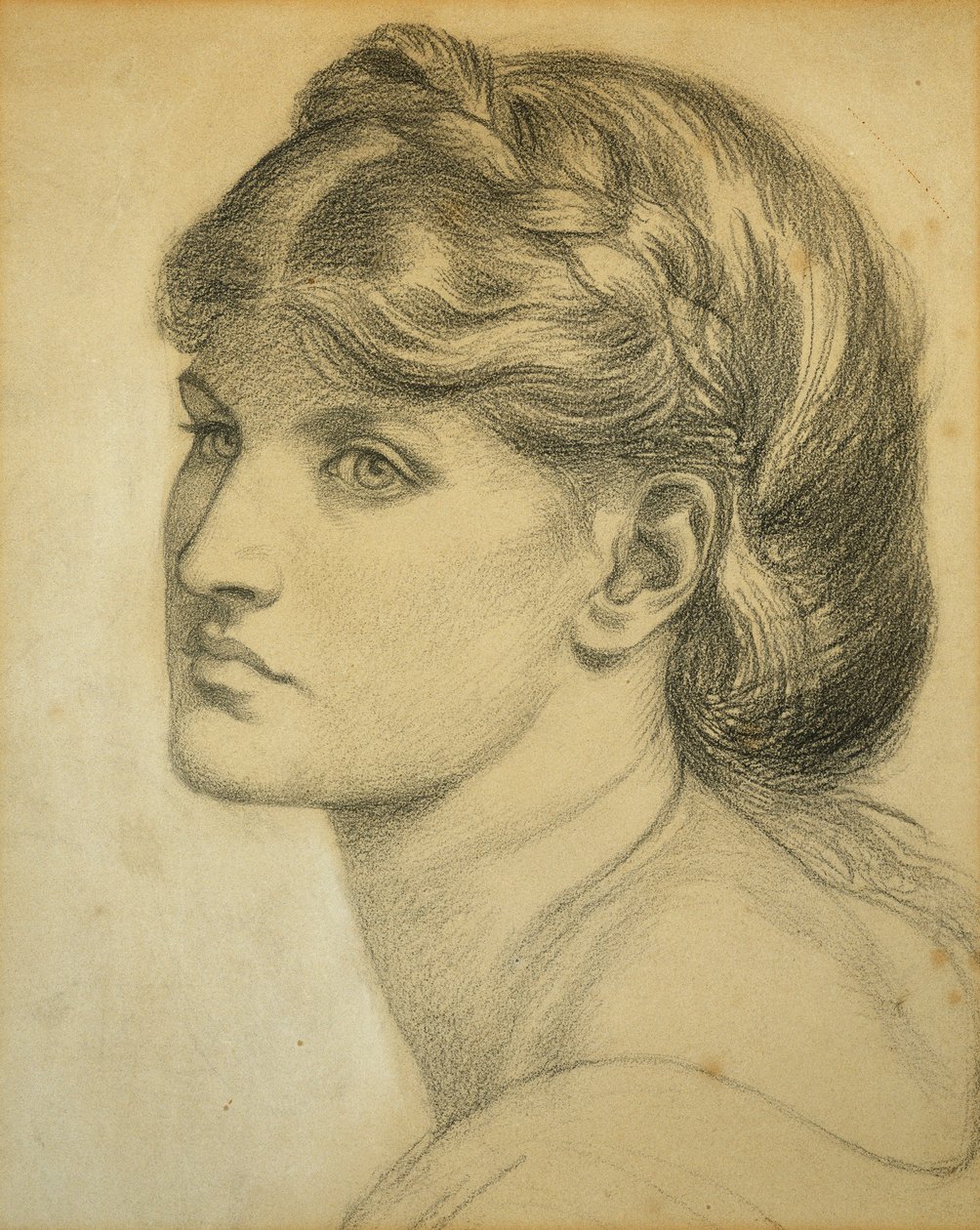 Studium głowy do „Łąki altanowej”, 1872 autorstwa Dante Gabriel Charles Rossetti