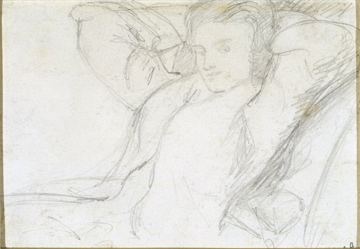 Studium Siedzącej Damy, 1860 (grafit na papierze) autorstwa Dante Gabriel Charles Rossetti