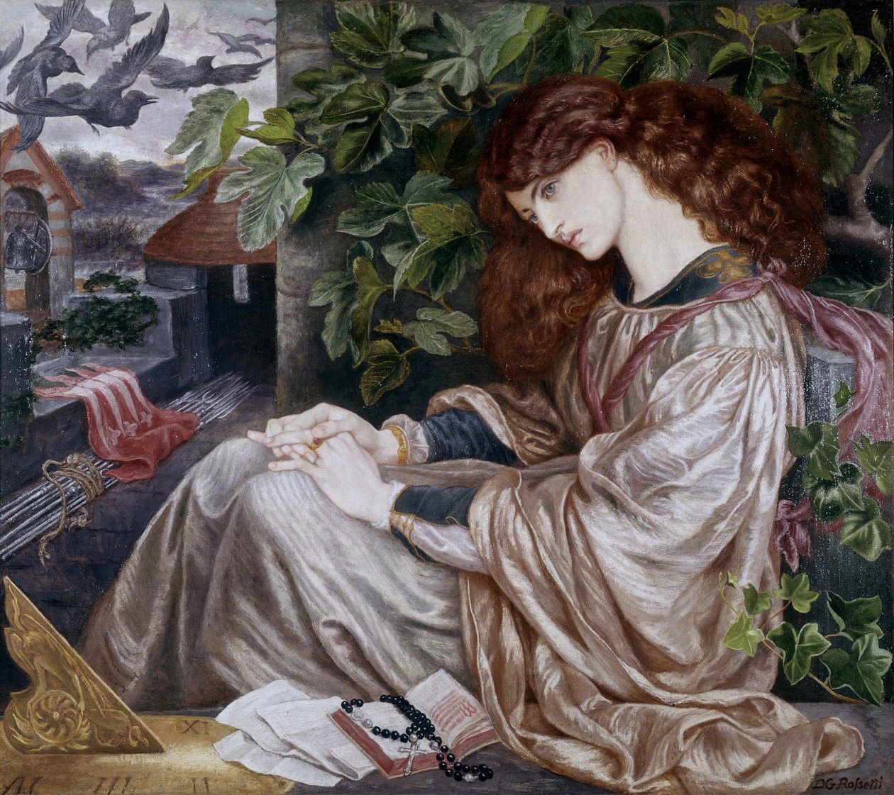 Pia Tolomei. Ilustracja przedstawiająca fragment z czyśćca Dantego. Obraz Dantego Gabriela Rossetti autorstwa Dante Gabriel Charles Rossetti