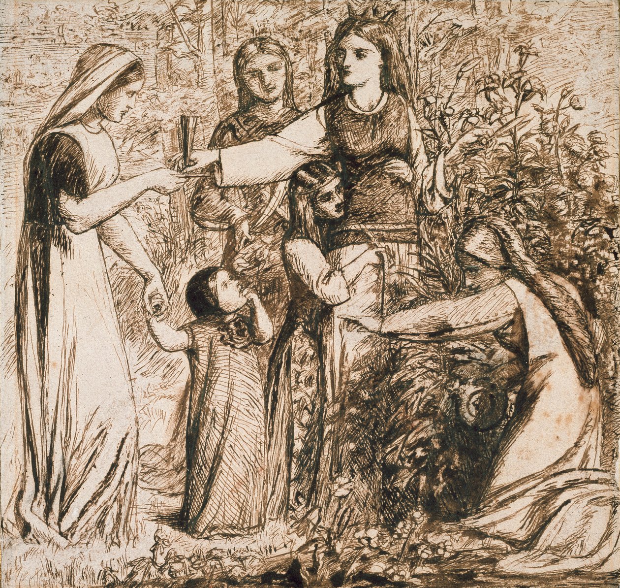 Wizja Dantego Matyldy zbierającej kwiaty, c1855 autorstwa Dante Gabriel Rossetti