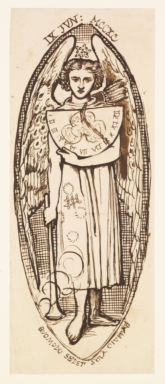 Dantis Amor - Studium miłości z zegarem słonecznym i pochodnią autorstwa Dante Gabriel Rossetti