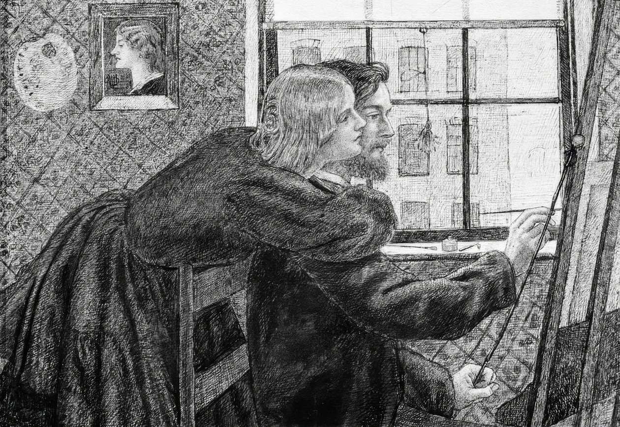Fanny Cornforth i GP Boyce autorstwa Dante Gabriel Charles Rossetti