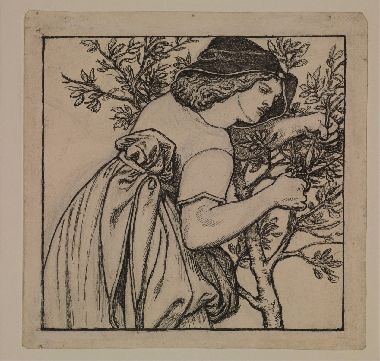 Miesiąc miodowy króla René - Ogrodnictwo - Projekt malowanego panelu do gabinetu autorstwa Dante Gabriel Rossetti
