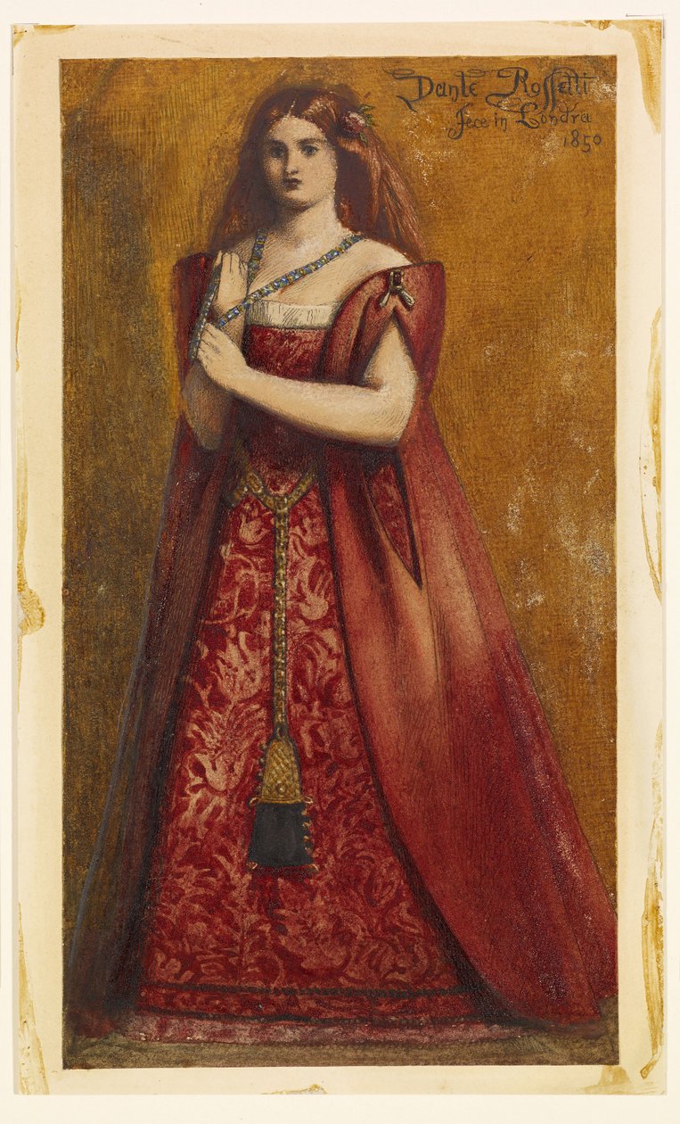 Ubrany na czerwono [Dressed in Red] autorstwa Dante Gabriel Rossetti