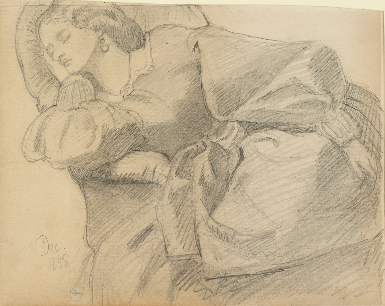 Ruth Herbert śpi, 1858 autorstwa Dante Gabriel Rossetti