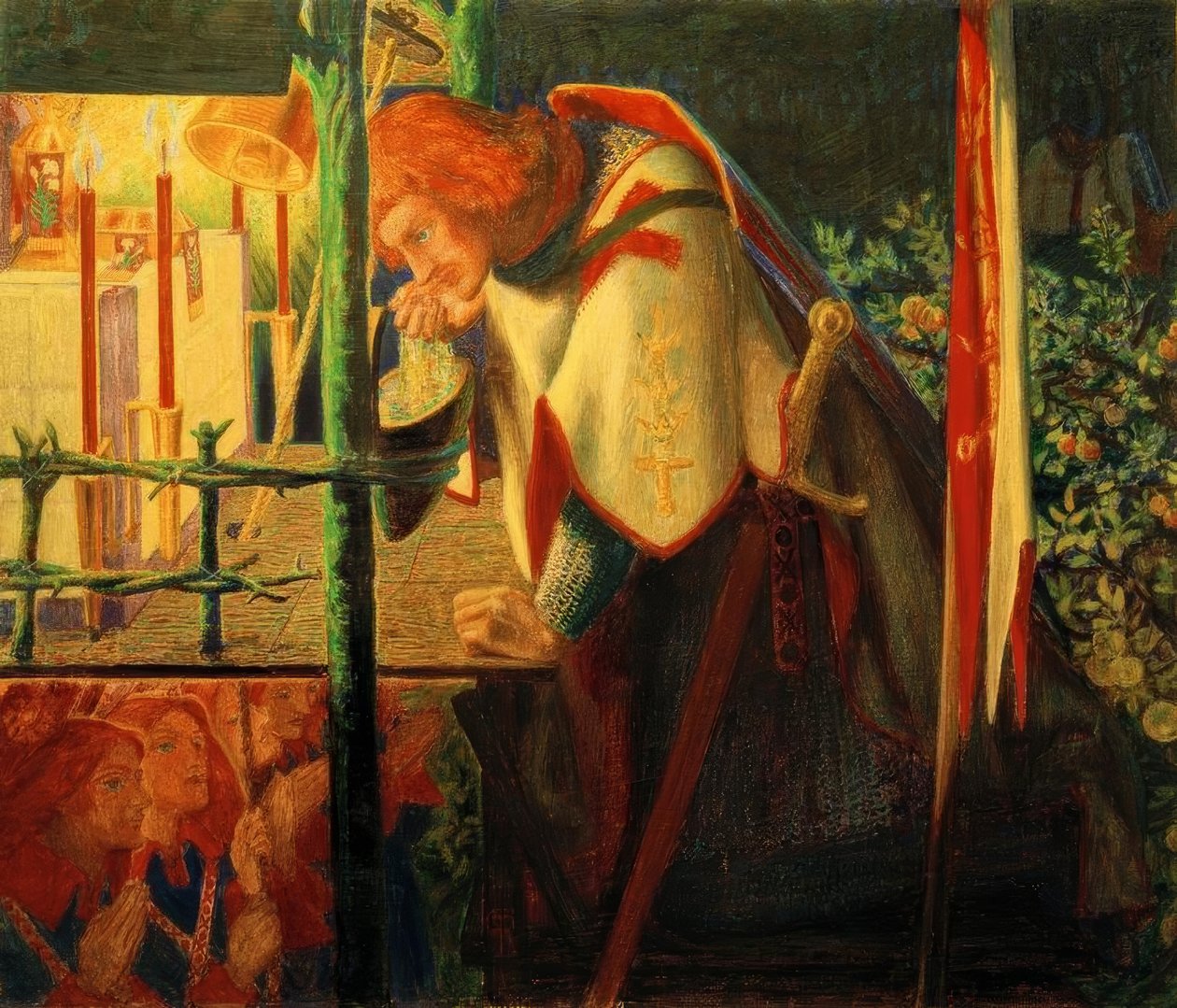 Sir Galahad w Zrujnowanej Kaplicy autorstwa Dante Gabriel Charles Rossetti