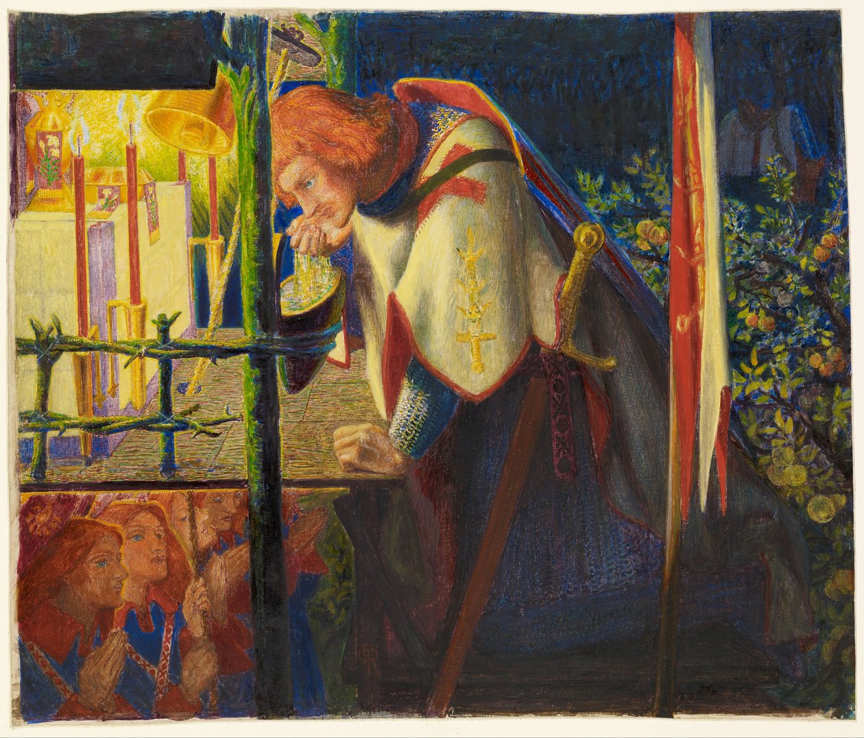 Sir Galahad w zrujnowanej kaplicy autorstwa Dante Gabriel Rossetti