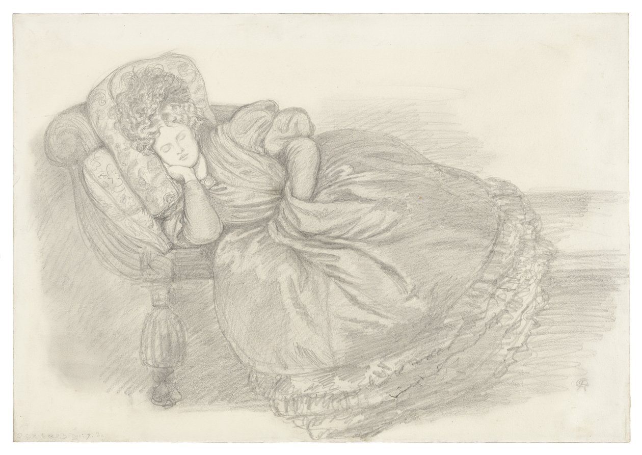 Studium Fanny Cornforth, śpiącej na szezlongu autorstwa Dante Gabriel Rossetti