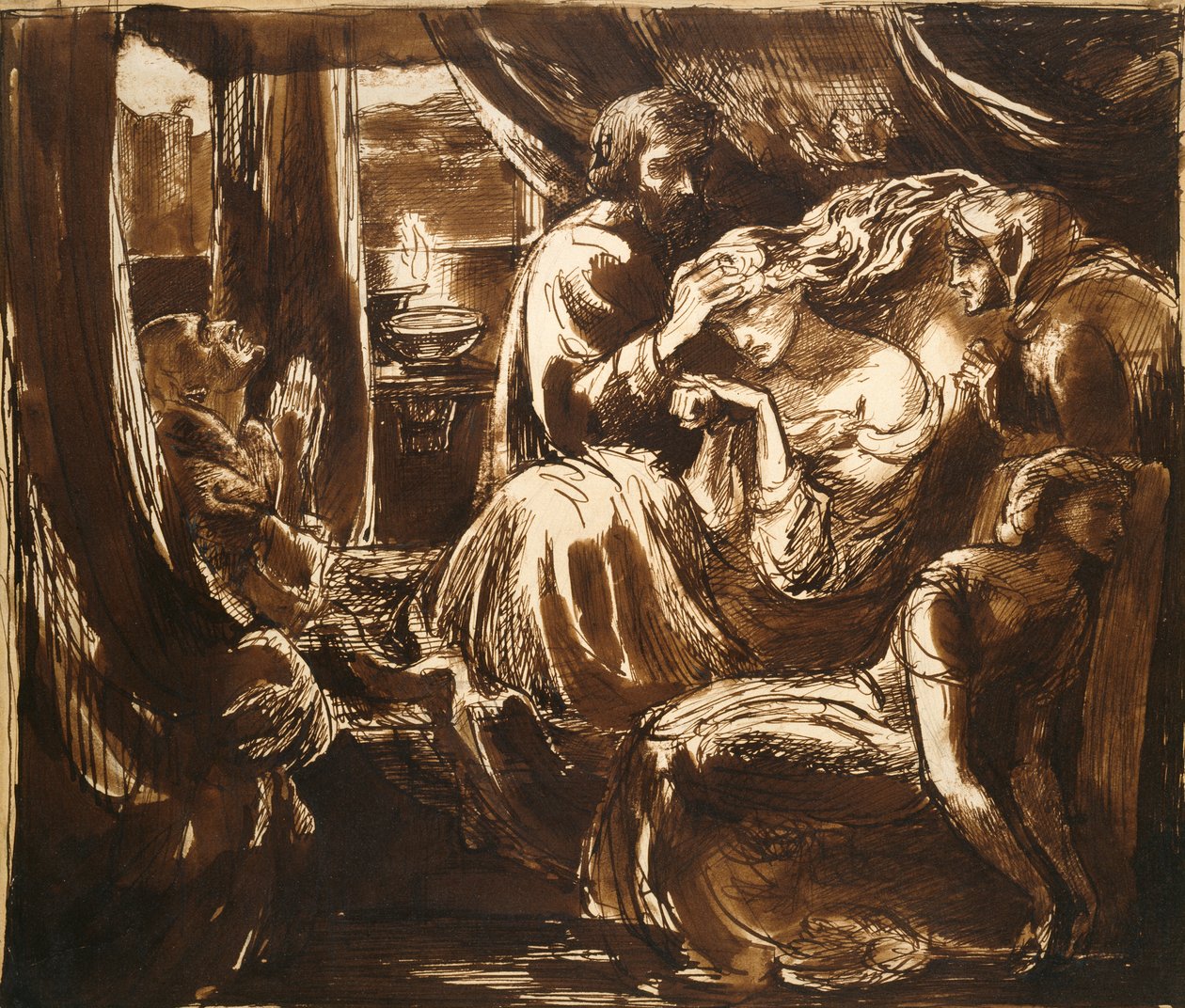 Śmierć Lady Makbet, ok. 1875 r. autorstwa Dante Gabriel Rossetti