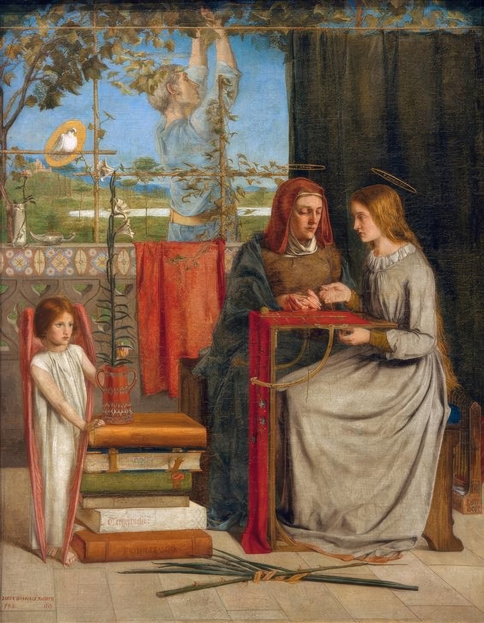 Dzieciństwo Maryi Dziewicy autorstwa Dante Gabriel Charles Rossetti